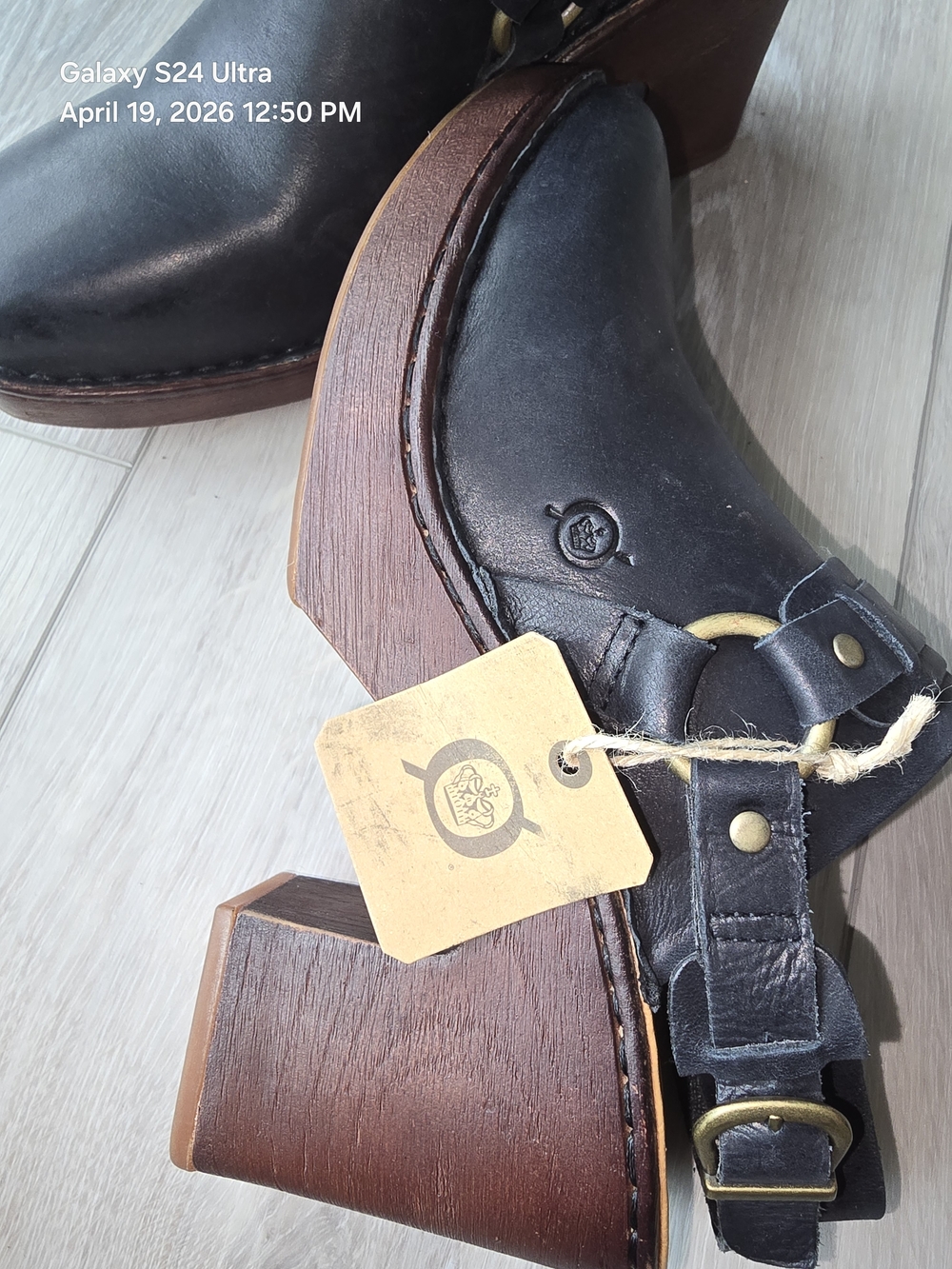 Born Black Leather Slingback Mules with Buckle Detail - Picture 2 of 6